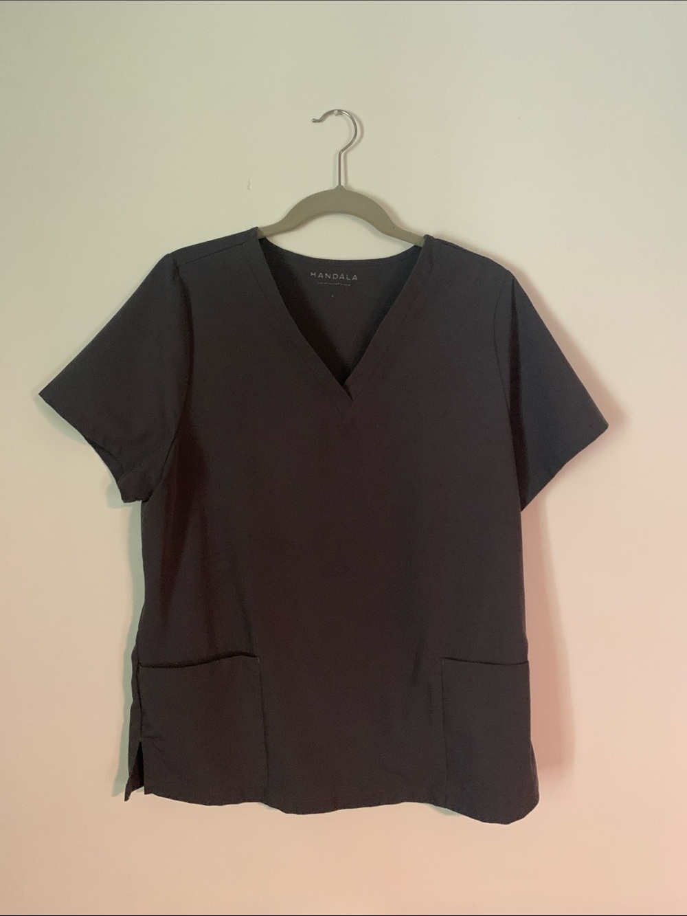 Mandala Women's V-Neck Scrub Top in Dark Gray